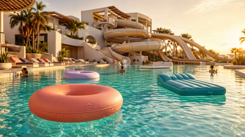 Pool with floats and rings at solea hotel
