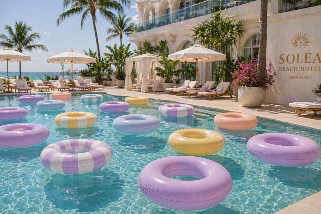 A pool with rings at Solea hotel